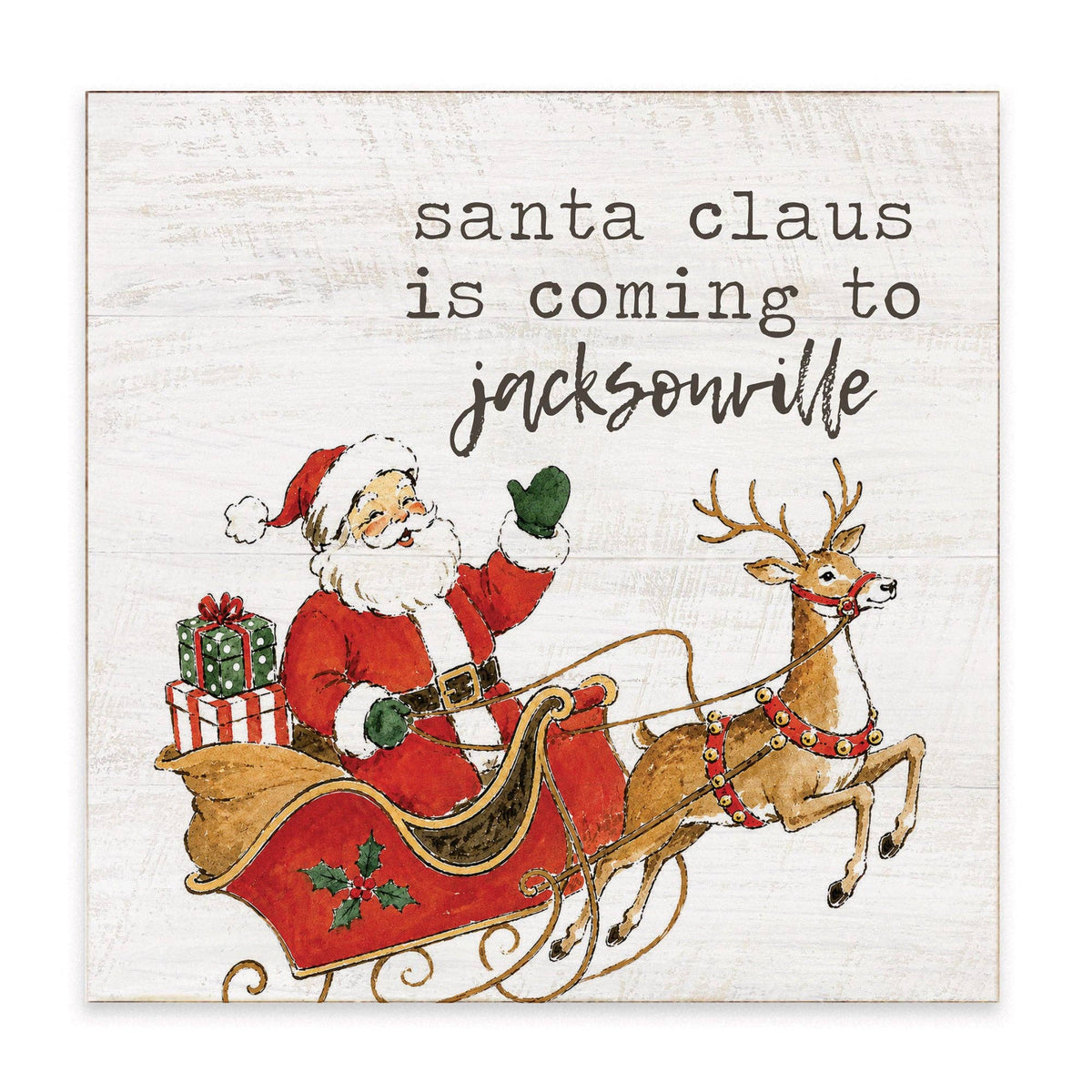 Santa Claus Is Coming To Personalized Block Sign