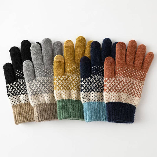 Touchscreen Jacquard Knit Gloves