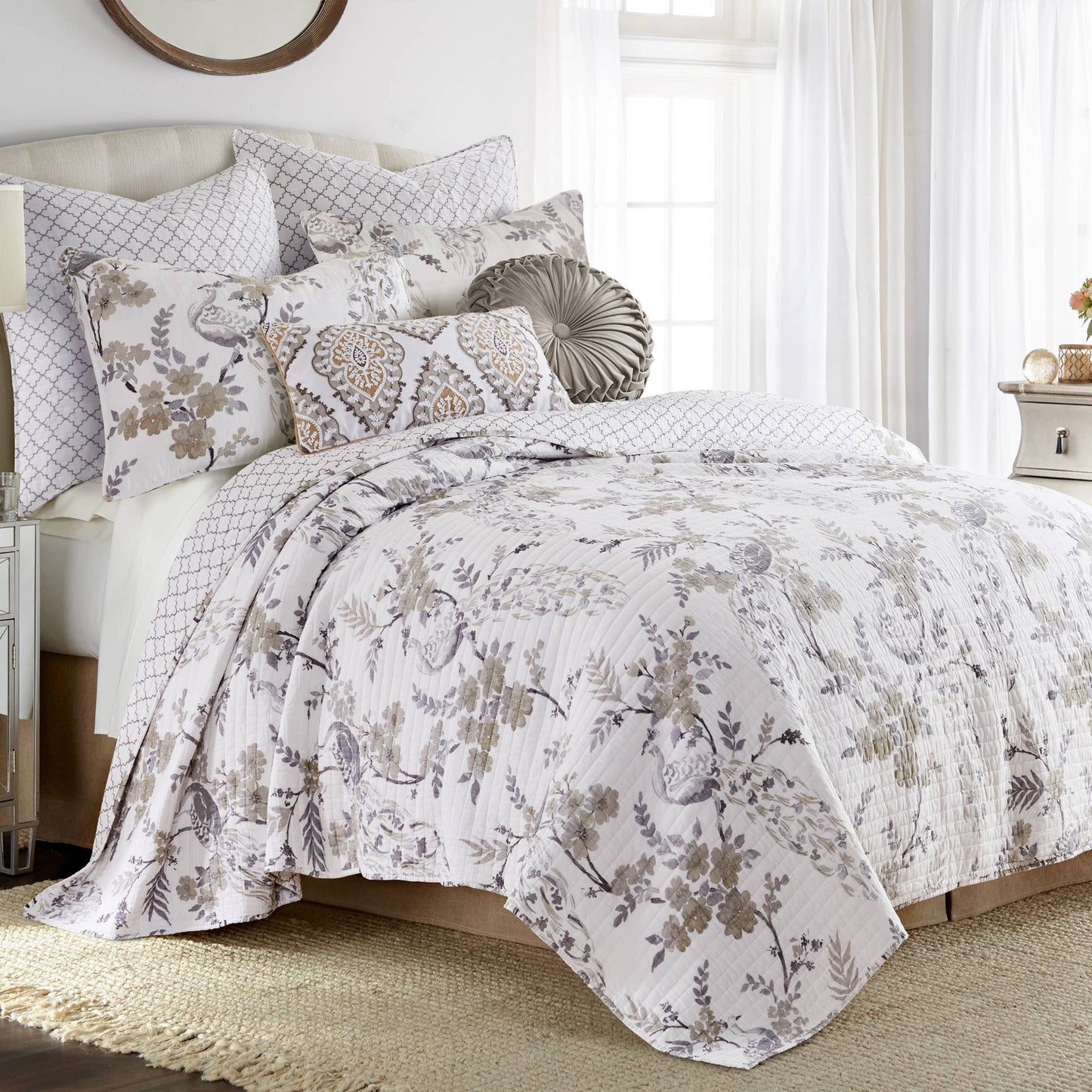 Pisa Quilt Set: Grey / King/Cal King