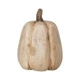 5-1/4" Round x 7"H Carved Mango Wood Pumpkin, Natural