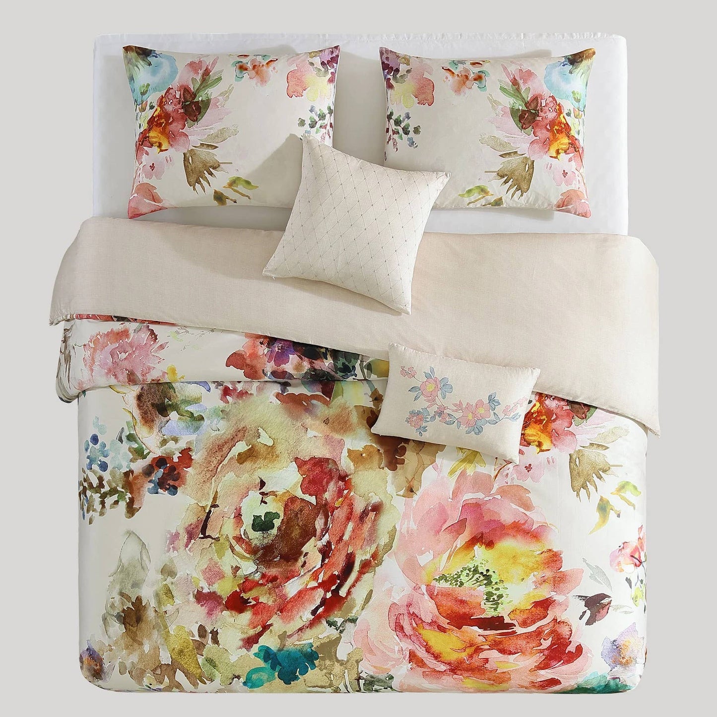 Ivory Garden 100% Cotton 5-Piece Reversible Comforter Set