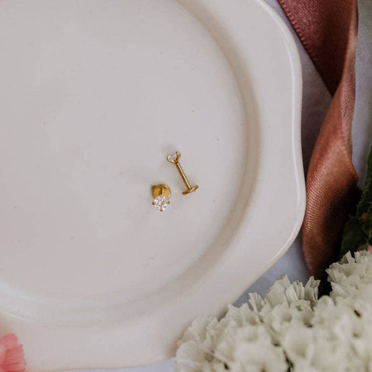 Diamond Flat Back Studs: Gold
