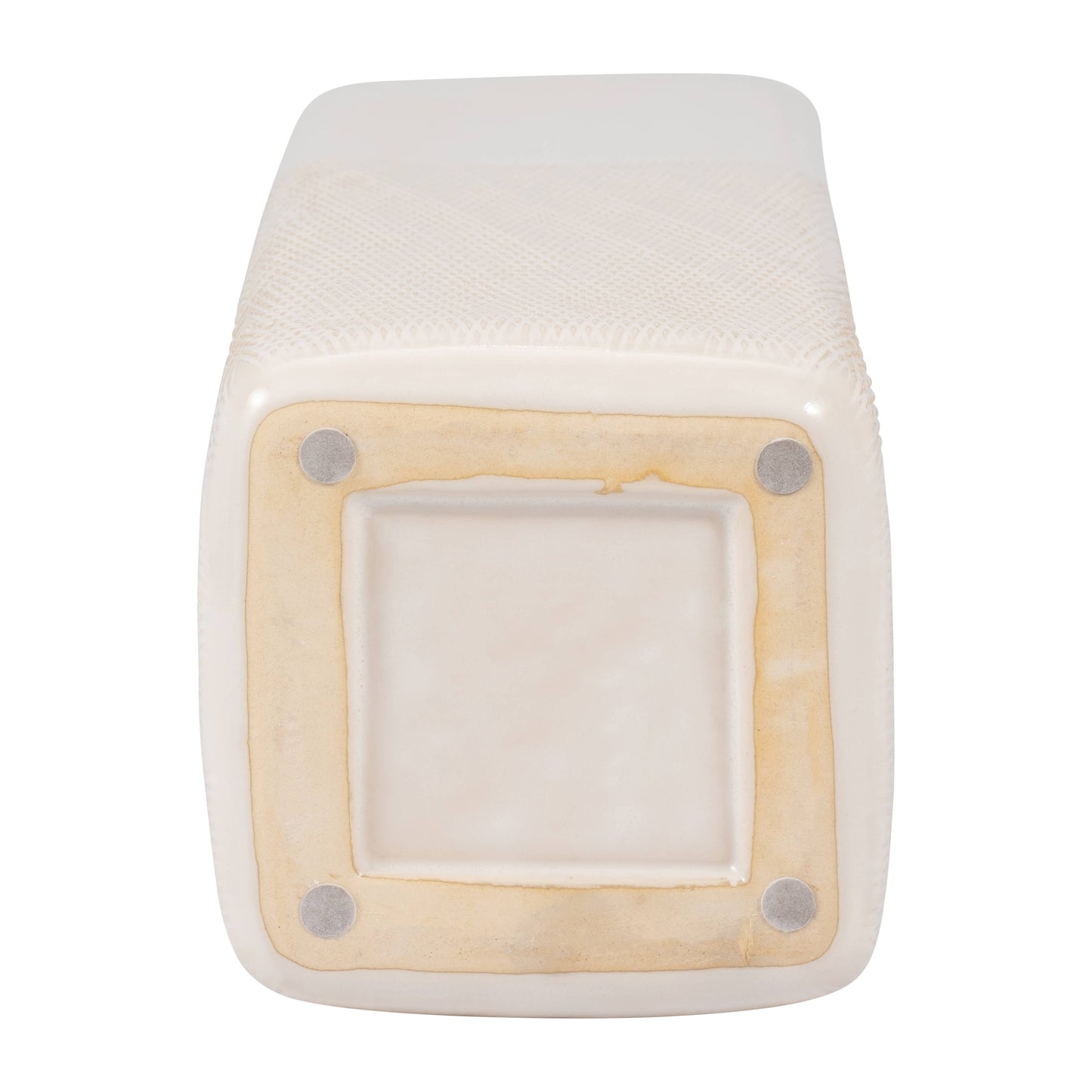 Ceramic Rounded Rim Vase with Textured Body - Ivory, 18 in.