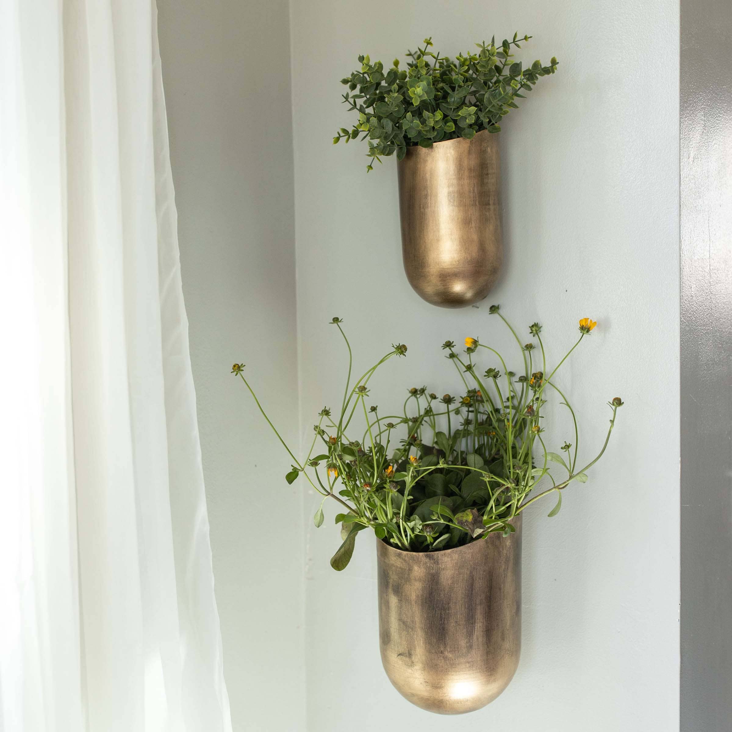 Brass nesting wall planters wall hanging hotsell pots