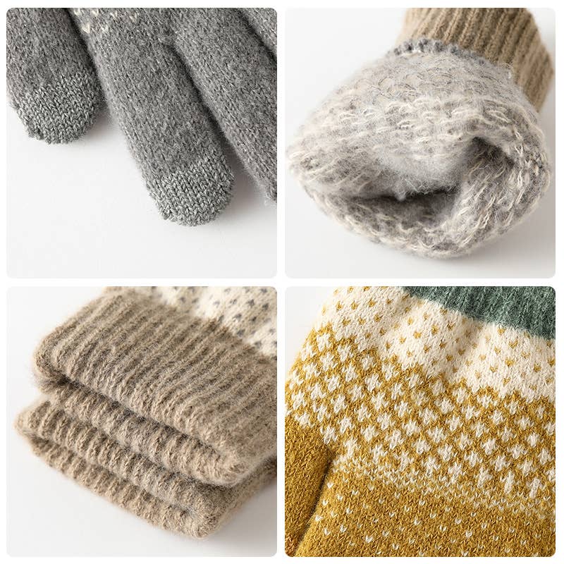 Touchscreen Jacquard Knit Gloves