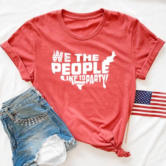 We the People 4th of July RED Shirt, Fourth of July Tee