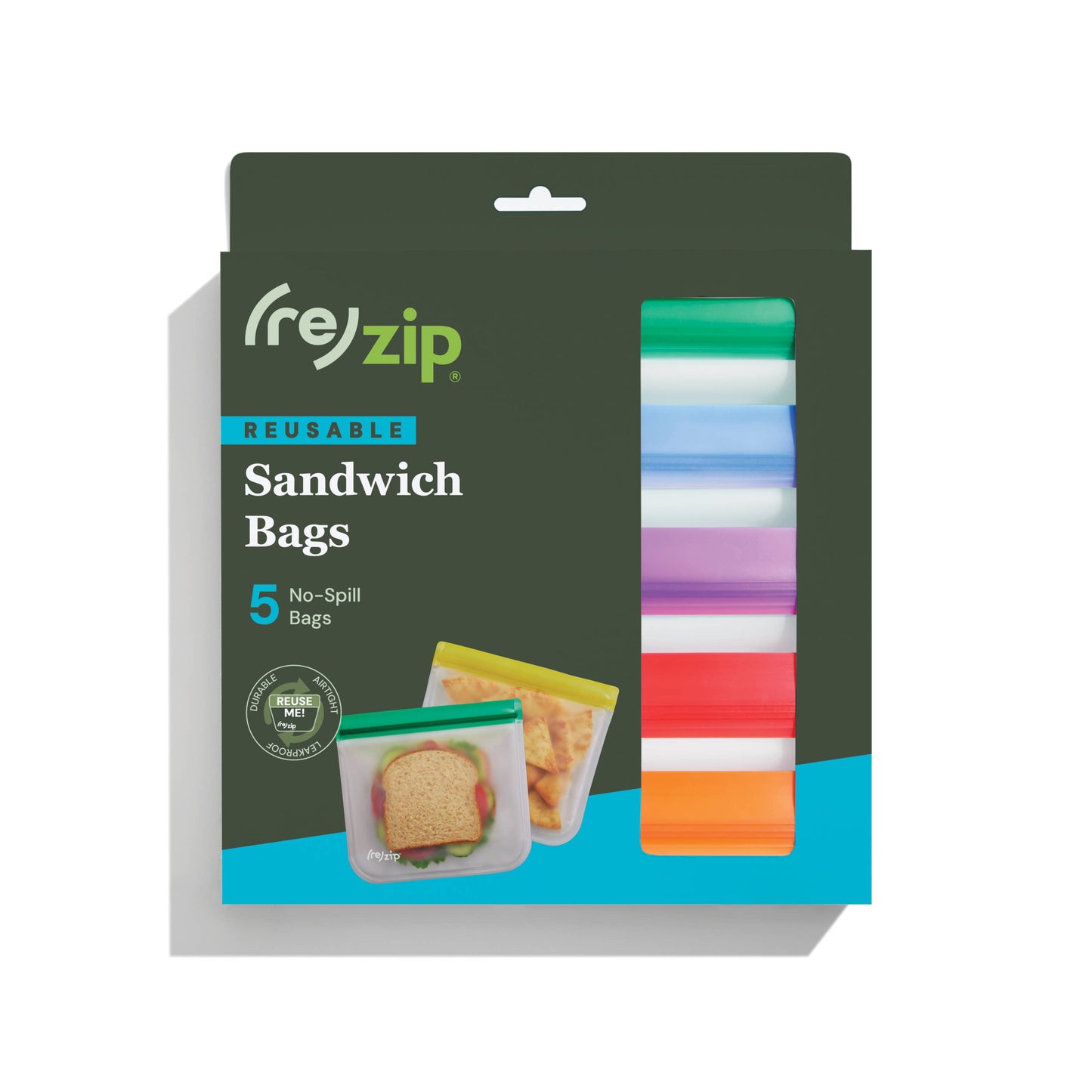 Reusable Flat Sandwich Bags - 5 Pack Jewel Tones