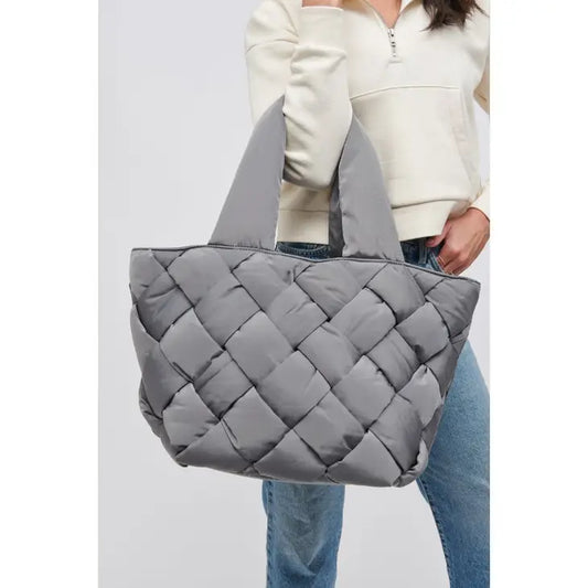 Grey Intuition East West Woven Nylon Tote