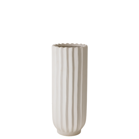 Polyresin White Vase 5.5" x 5.5" x 11"