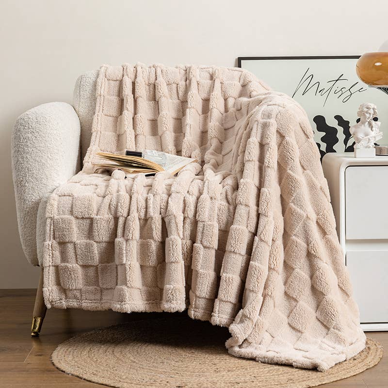 Cozy Checkerboard Textured Throw Blanket