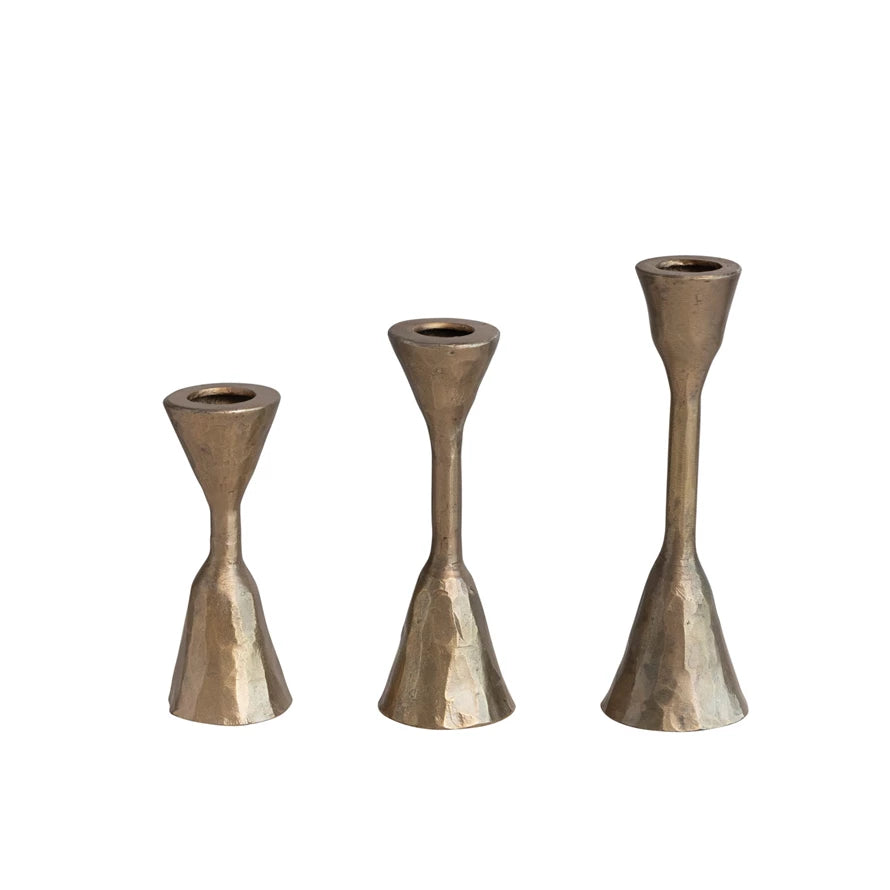 Hand-Forged Iron Taper Holders, Antique Brass Finish  {1pcs}