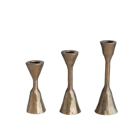 Hand-Forged Iron Taper Holders, Antique Brass Finish  {1pcs}