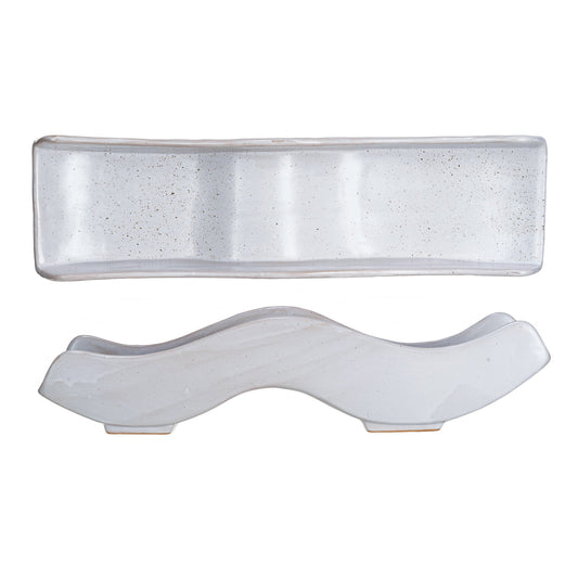 Stoneware Wave Tray, Reactive Glaze