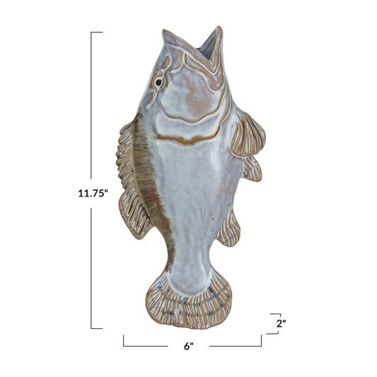Vintage Reproduction Stoneware Fish Shaped Wall Vase