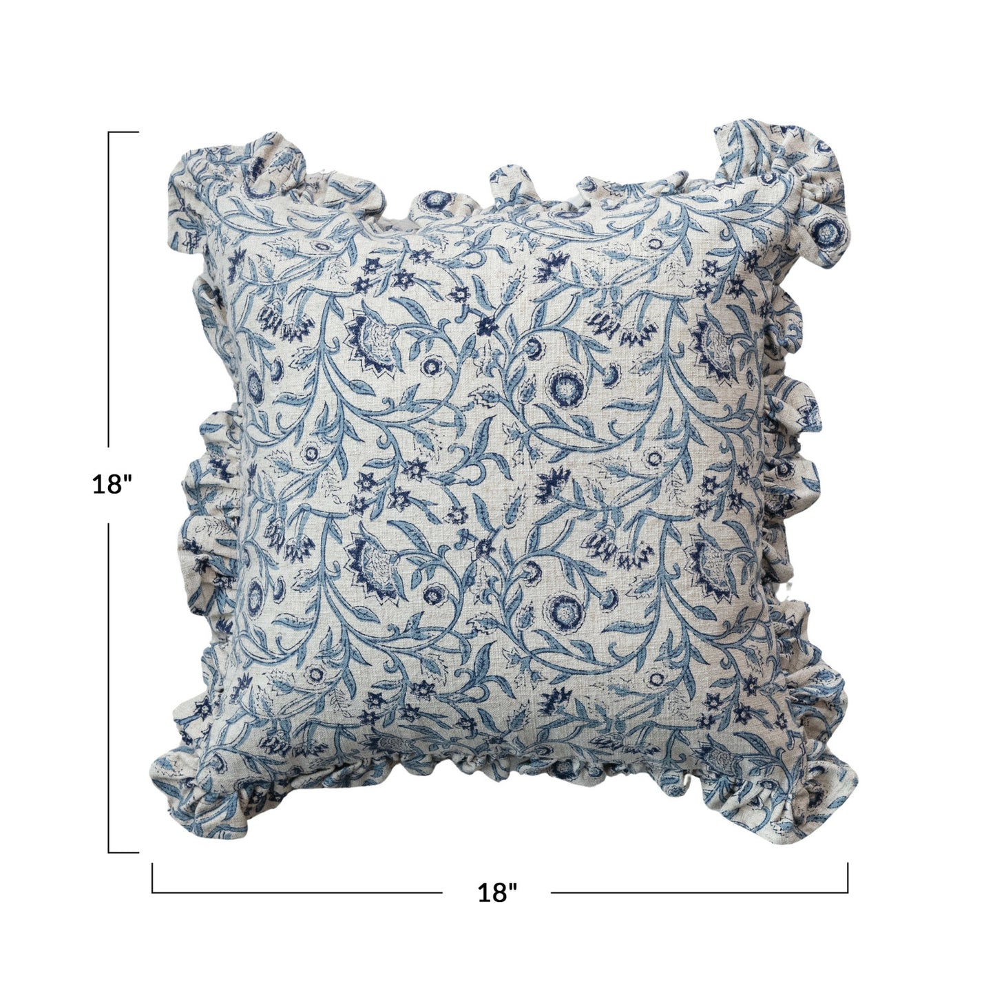 18" Square Cotton Blend Block Printed Pillow