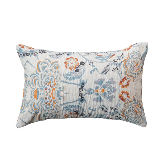 14"L x 9"H Cotton Voile Printed Lumbar Pillow (Each One Will Vary