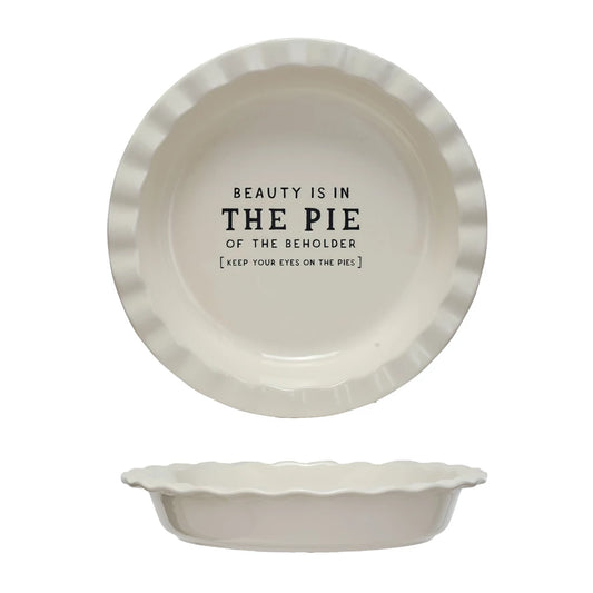 Stoneware Pie Dish w/ Wax Relief Saying