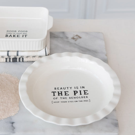 Stoneware Pie Dish w/ Wax Relief Saying
