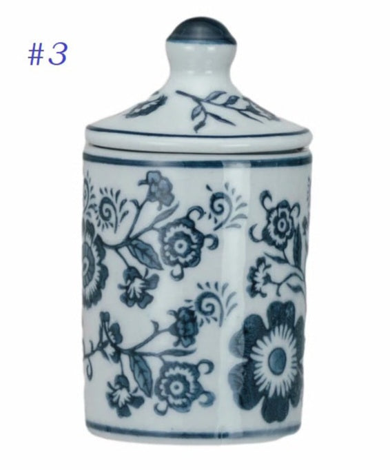 Hand-Painted Stoneware Spice Jar w/ Pattern, 4 Styles