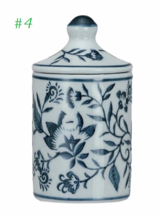 Hand-Painted Stoneware Spice Jar w/ Pattern, 4 Styles