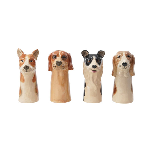 Hand-Painted Stoneware Dog Vase, 4 Styles (1 Pcs Random)