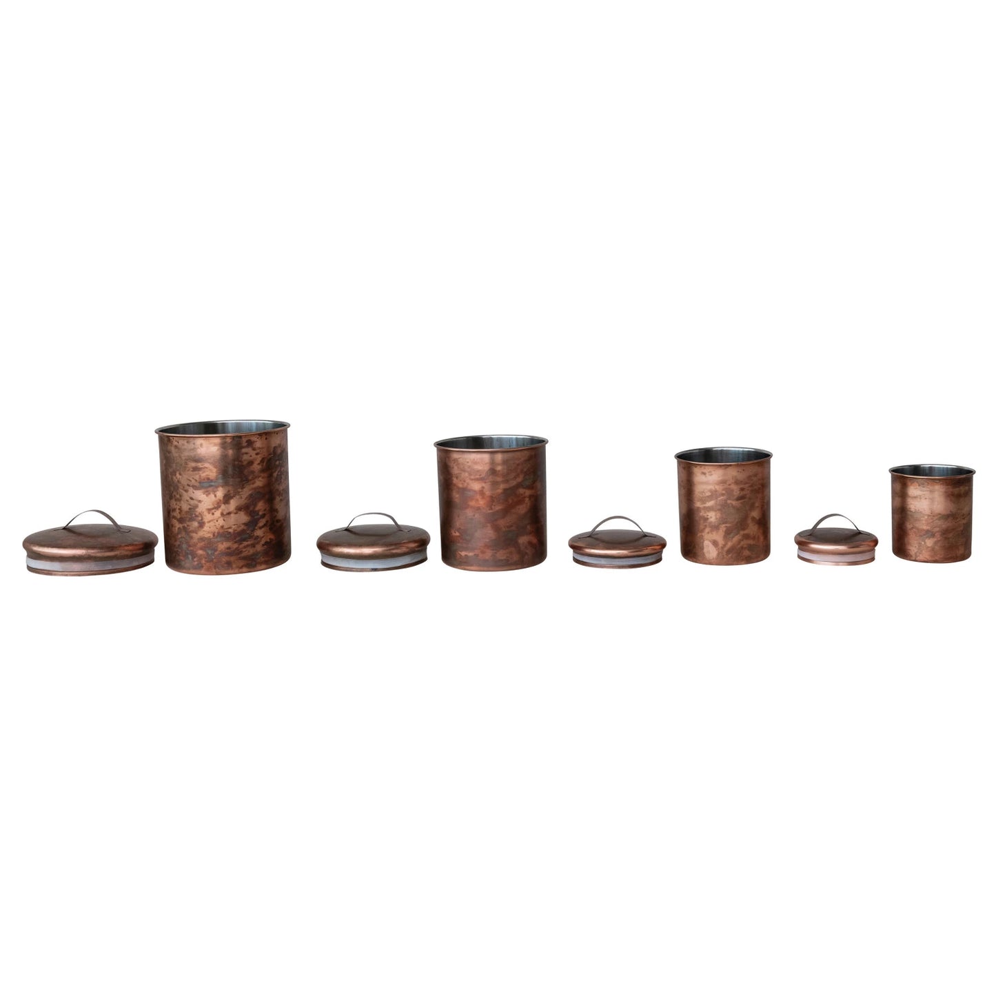 Stainless Steel Canisters, Oxidized Copper Finish