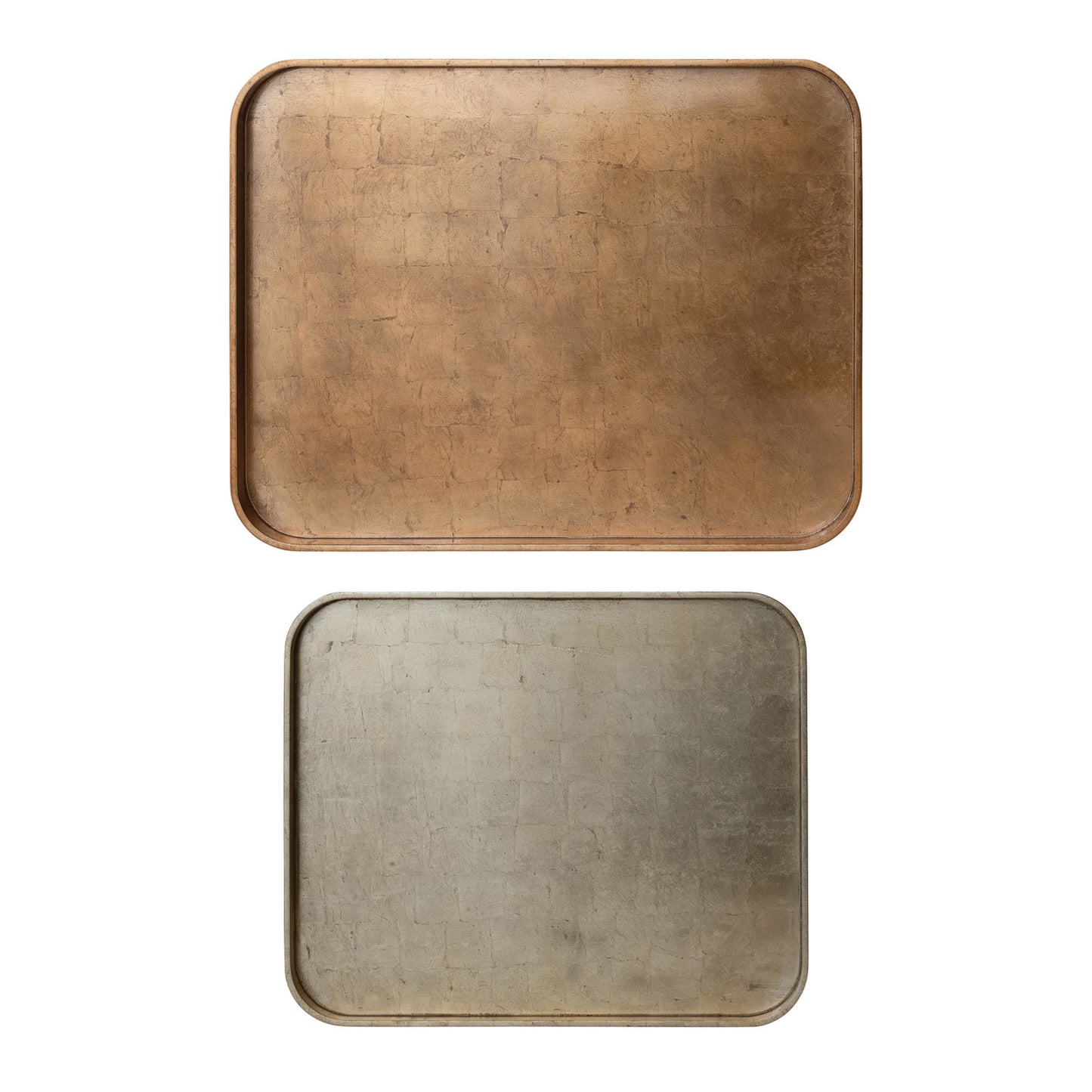 Lacquered Trays w/ Foil, Copper & Gold Finish,