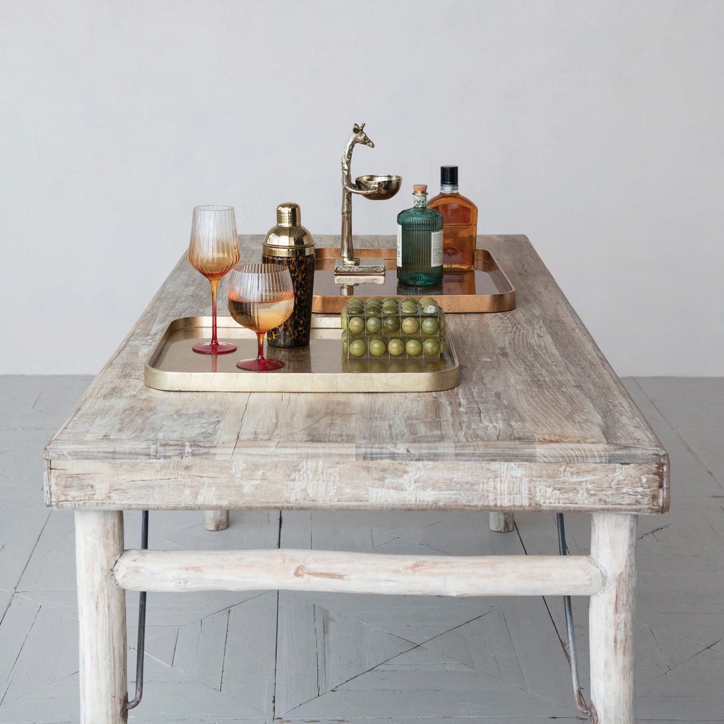 Lacquered Trays w/ Foil, Copper & Gold Finish,