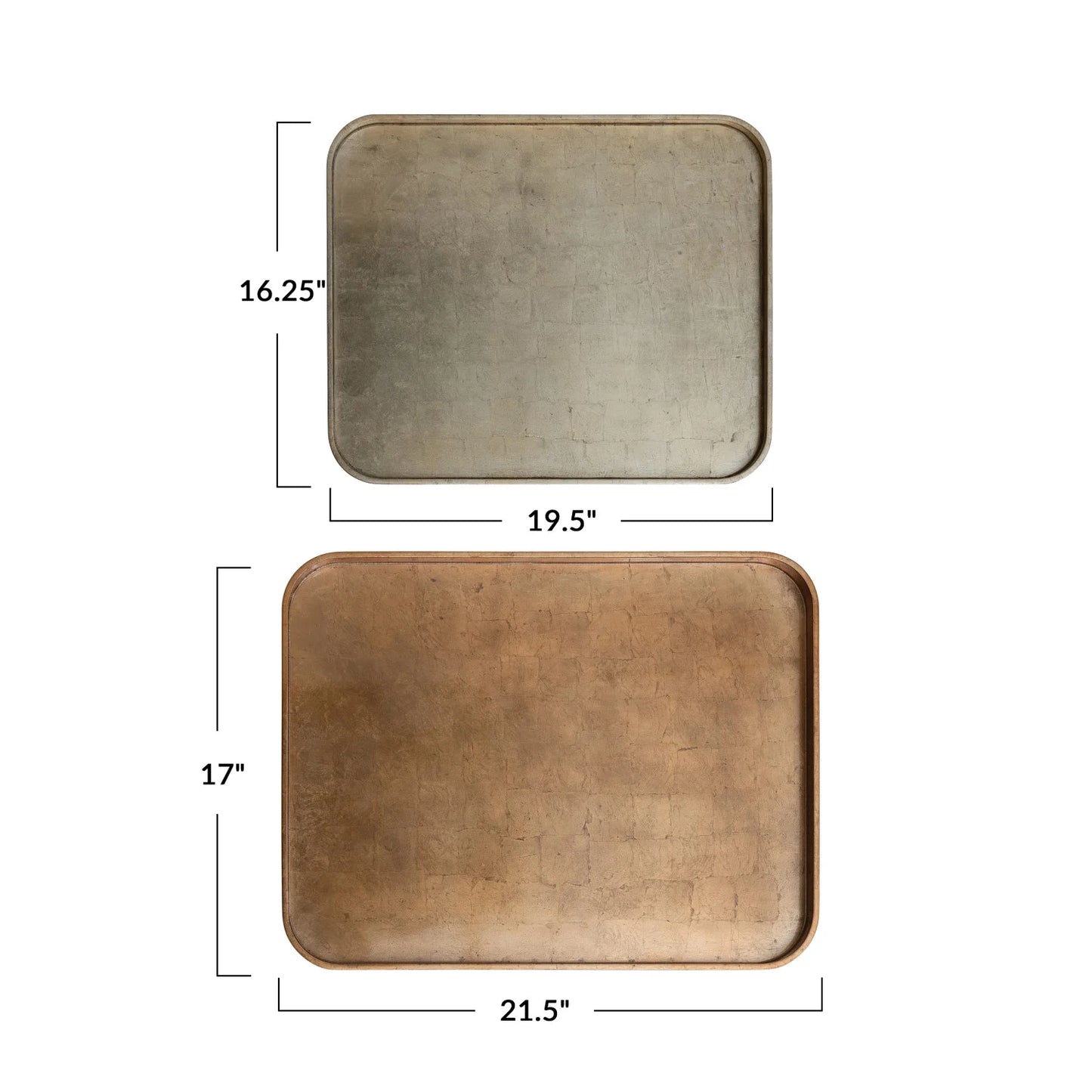 Lacquered Trays w/ Foil, Copper & Gold Finish,