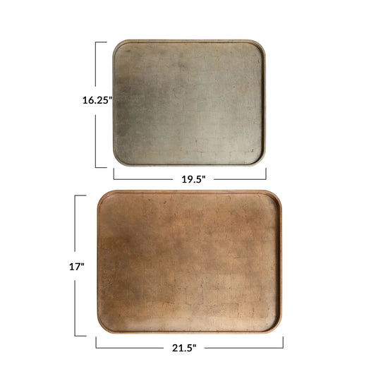 Lacquered Trays w/ Foil, Copper & Gold Finish,