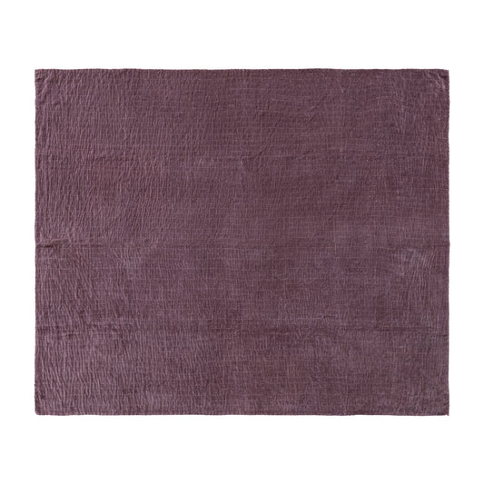 Cotton Velvet Throw with Hand-Embroidered Kantha Stitch & Blanket Stitch Edge