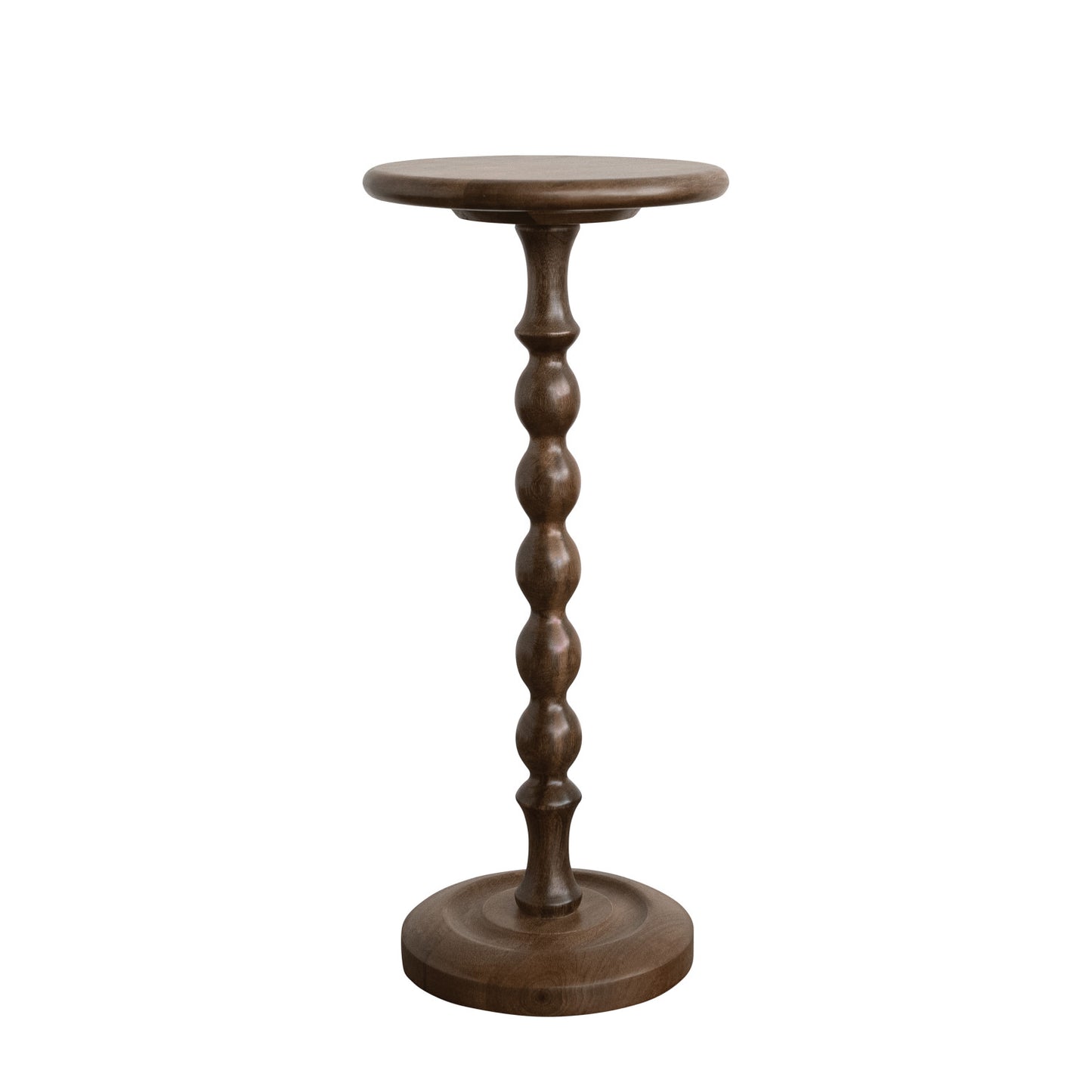 Mango Wood Turned Martini Table, Walnut Finish