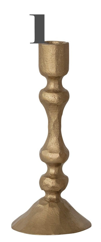 Hand-Forged Metal Taper Holder, Antique Gold Finish, 4 Styles (Holds 1/2" Taper)
