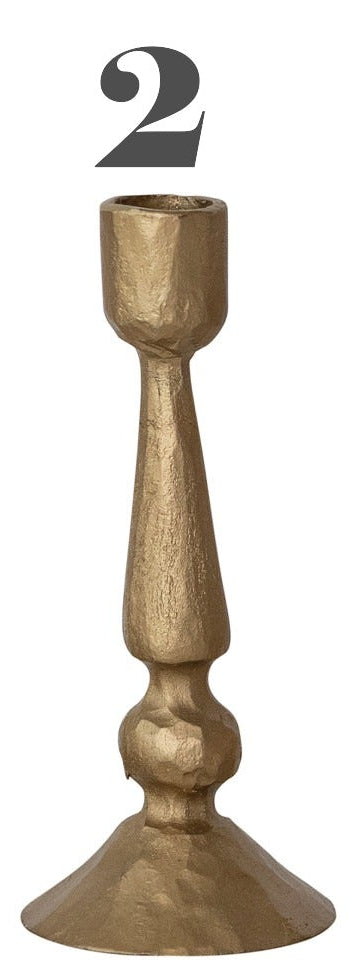 Hand-Forged Metal Taper Holder, Antique Gold Finish, 4 Styles (Holds 1/2" Taper)