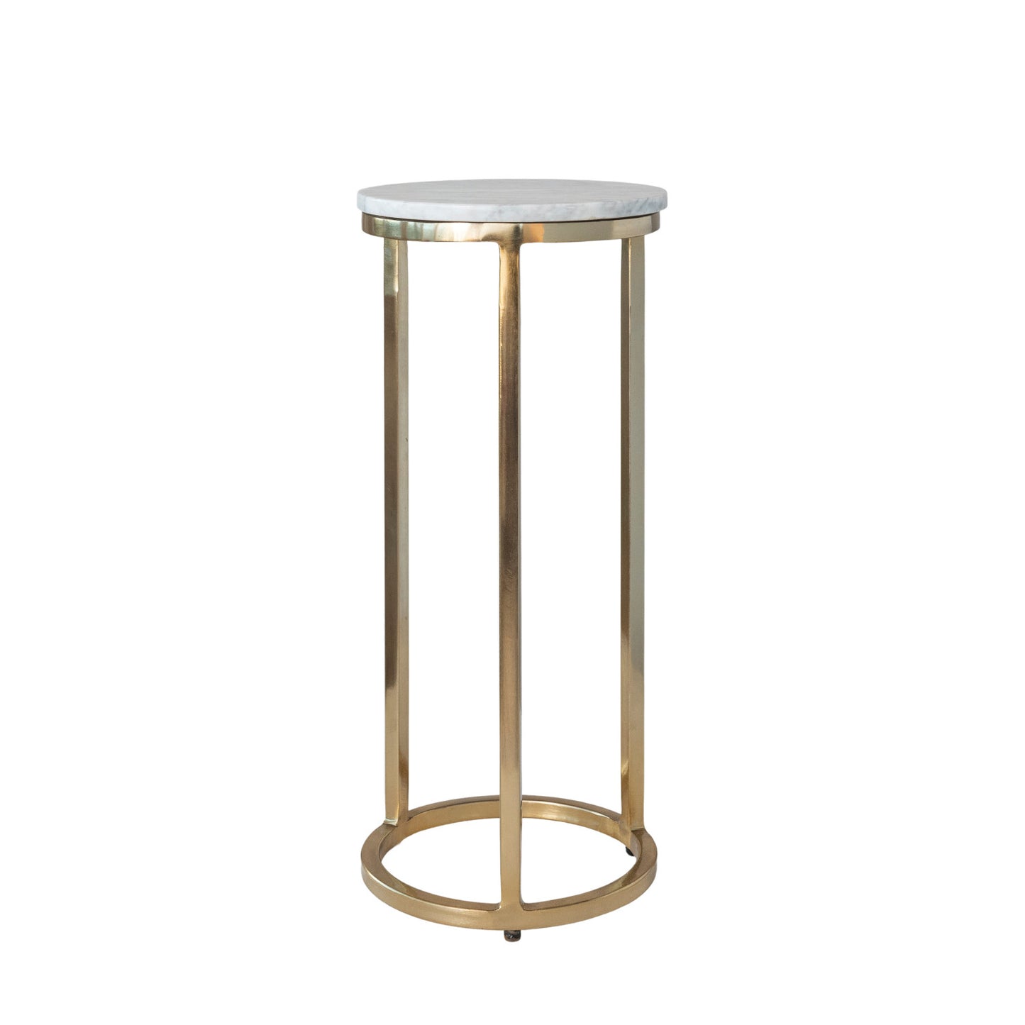 Marble & Metal Martini Table, White & Gold Finish