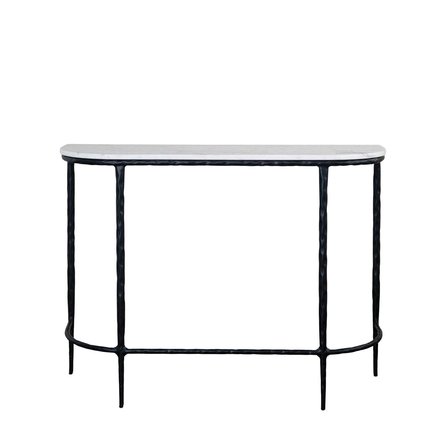 Marble Console Table with Hand-Forged Iron Legs (Each Will Vary)