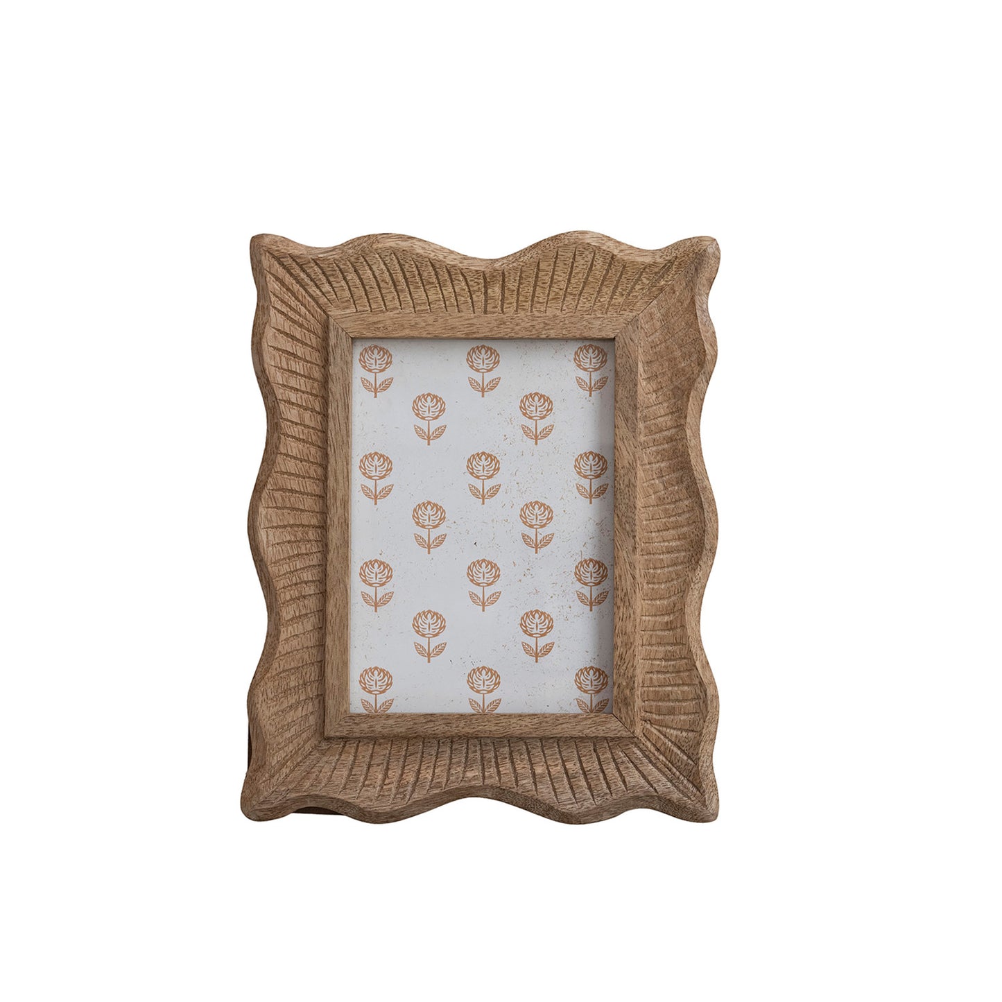 Carved Mango Wood Scalloped Photo Frame (Holds 5" x 7" Photo)
