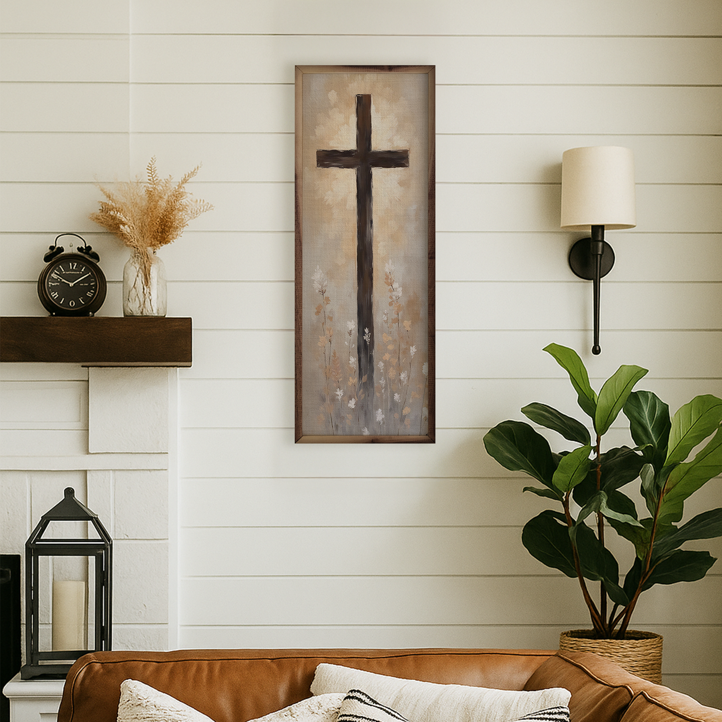 Cross With Flowers: 8x24
