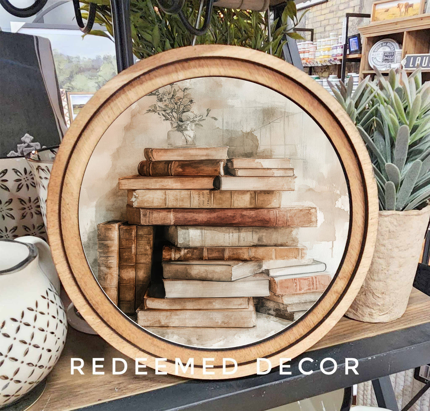 8" Round Books Art