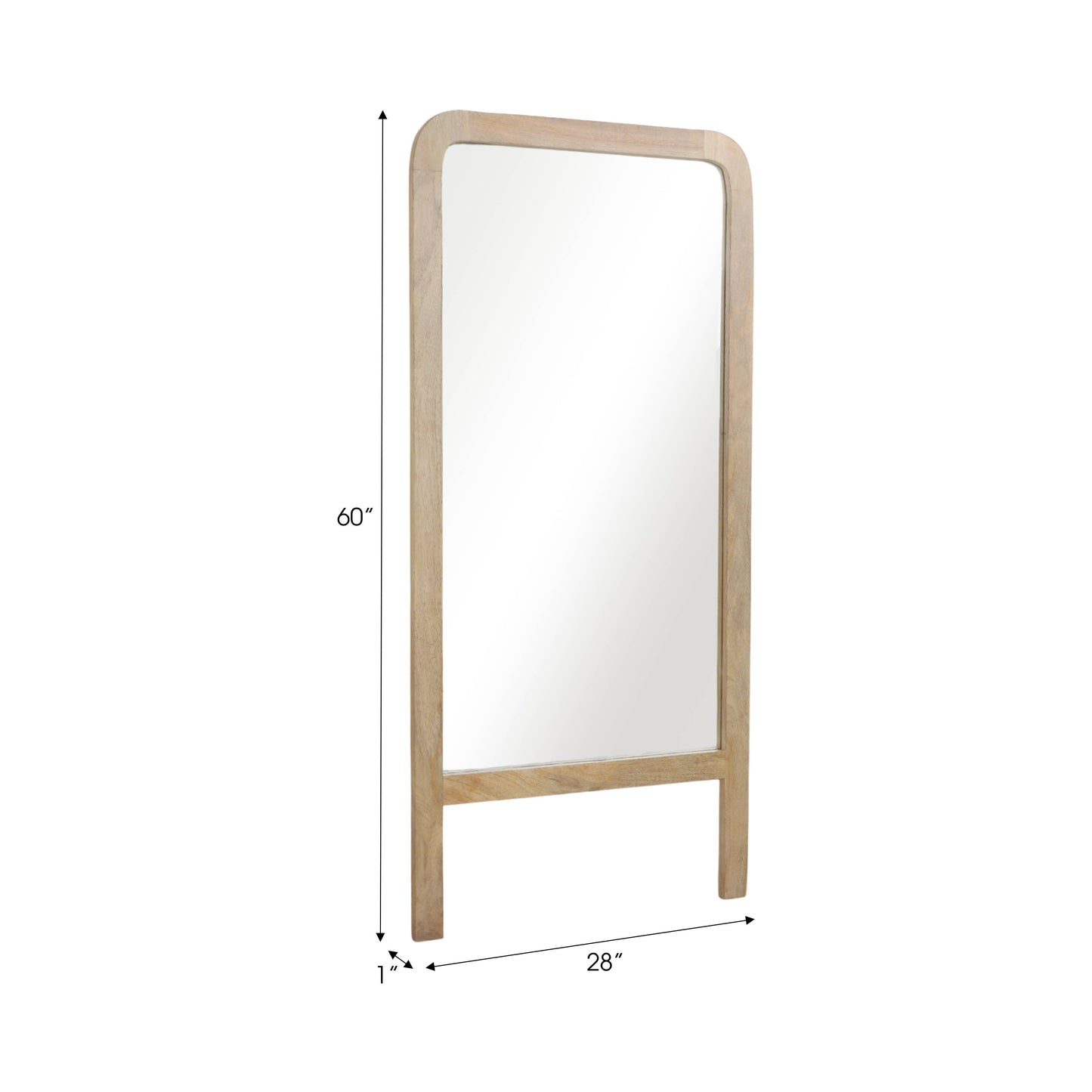 Mirror - Brown Wood Glass Full-Length Leaner Footed, 60 in.