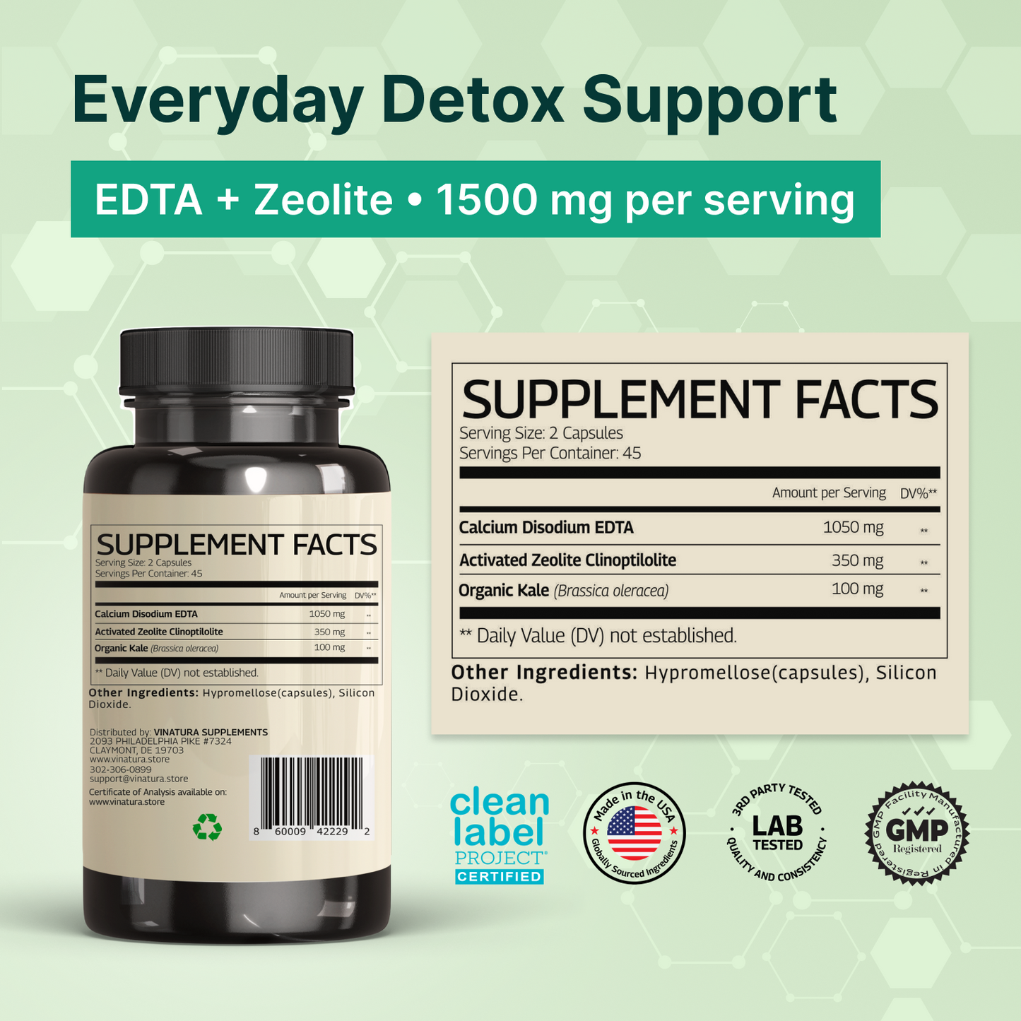EDTA (Calcium Disodium) Zeolite 1500mg