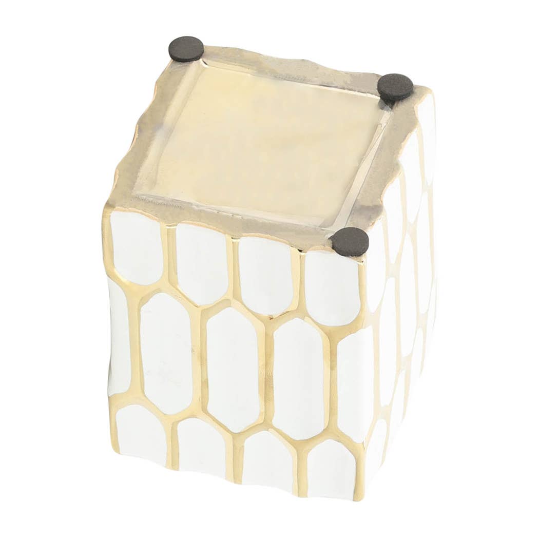 Ceramic Dynasty Design Square Pen Holder - Multi, 4 in.