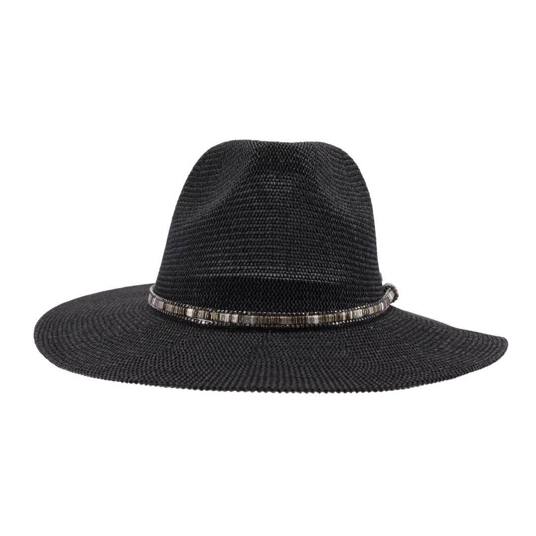 Knit Multi Thread Rhinestone Band Panama Hat KP014: Lt. Grey