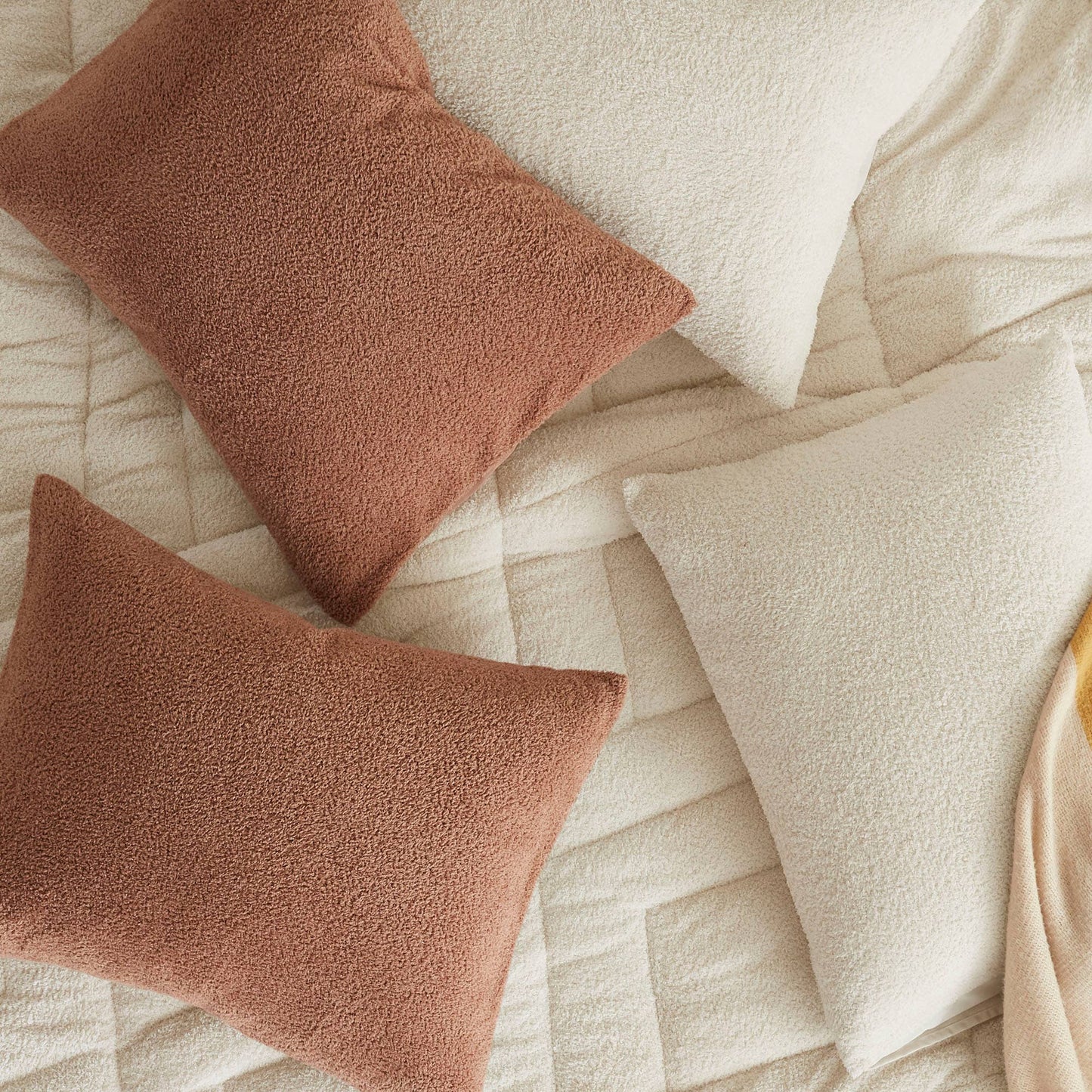 Double Diamond Quilted Fluffy Plush Comforter Set, Brown