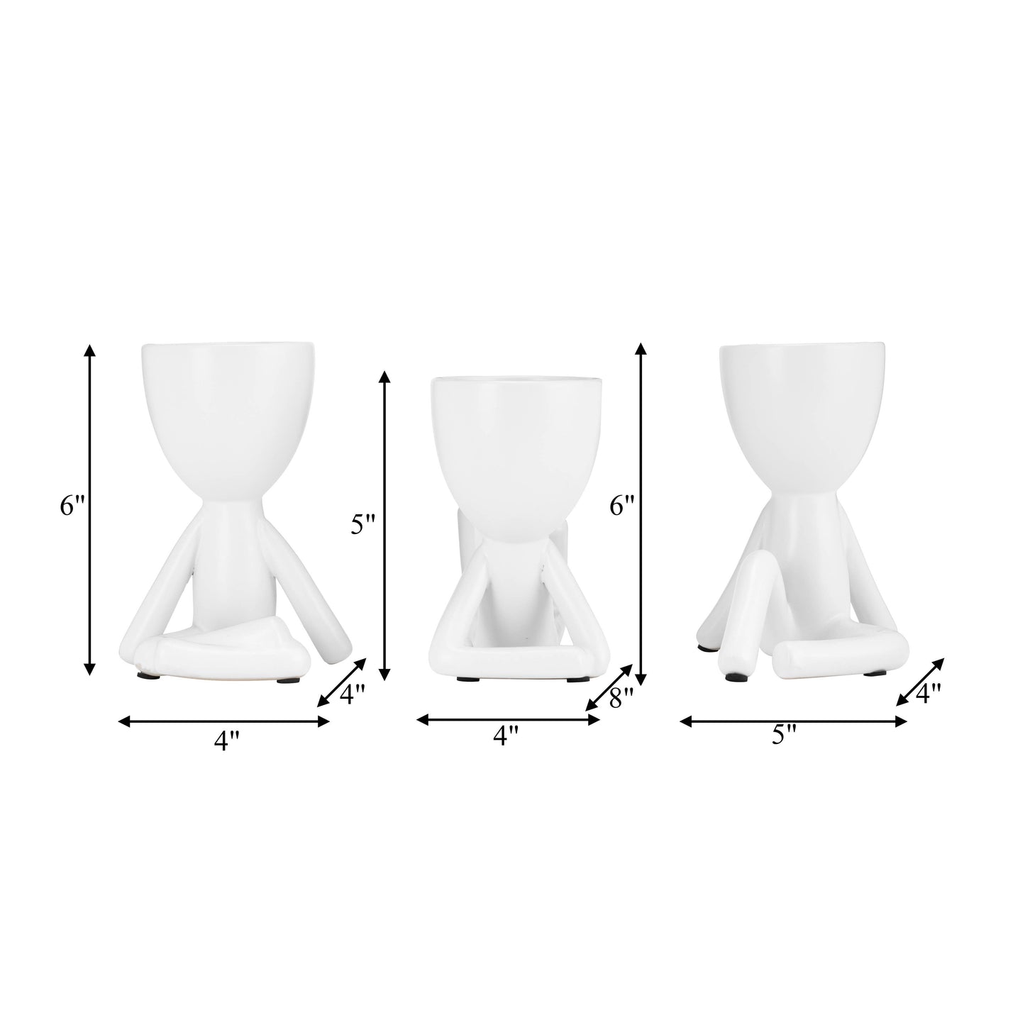 White Ceramic Sitting Human Figure, 6 in. 1pc Random