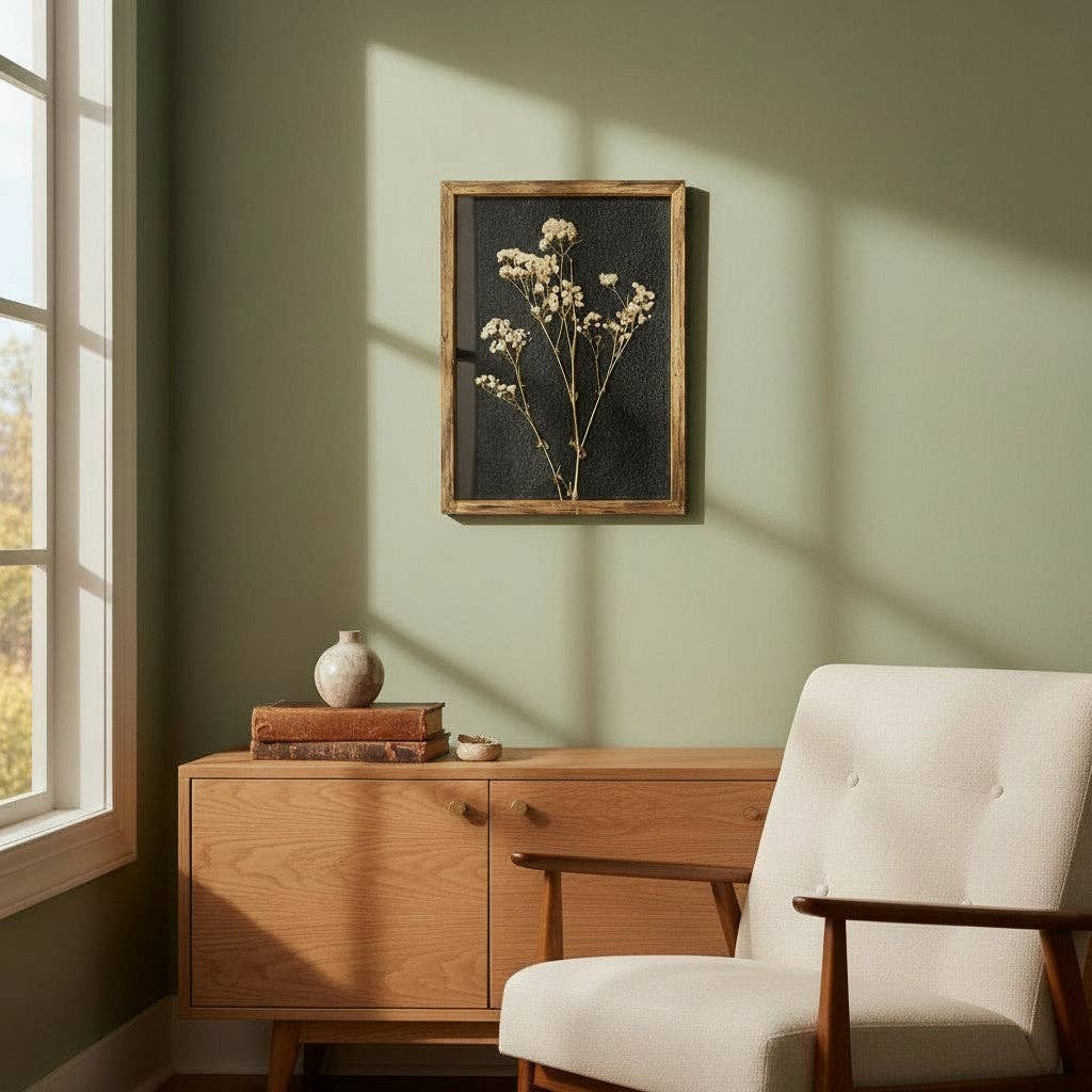 WA103 Botanical Wall Art - Delicate Pressed Flowers 11" x 1" x 15"