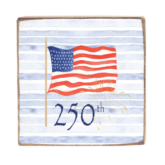 America 250 Flag Block Sign | Patriotic Gift | Wooden Decor