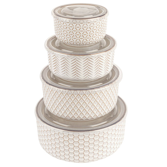 Kook Ceramic Nesting Bowls with Lids, (Select Size)