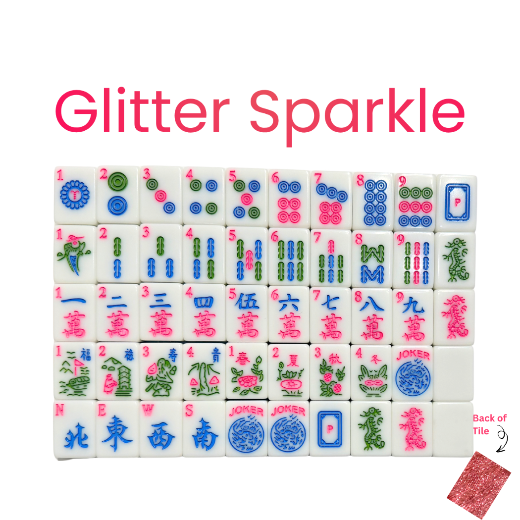 Glitter Sparkle Pink American Mahjong Tile Set – 166 Tiles