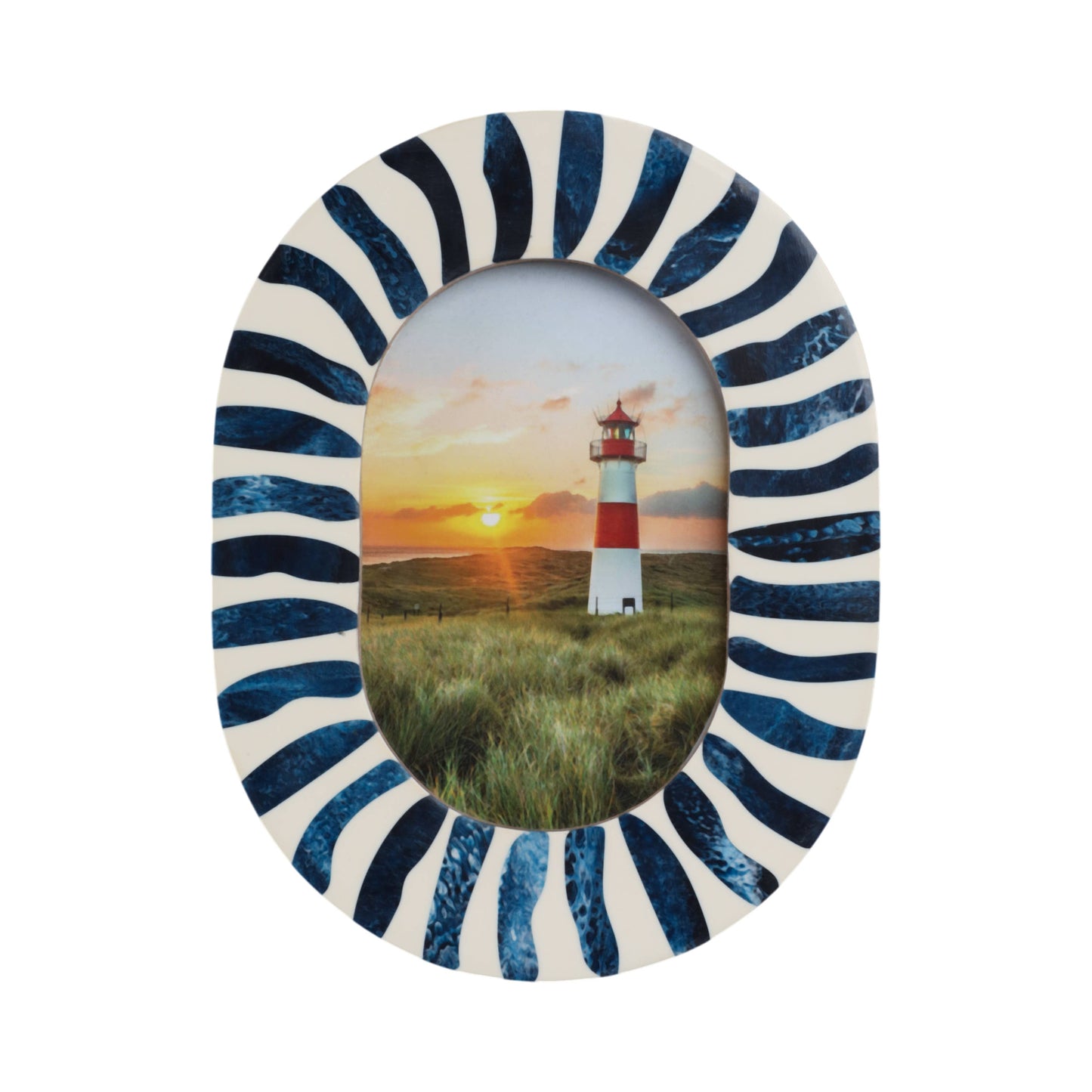 4 in. x 6 in. Blue/White Wood with Inlay Pieces Photo Frame